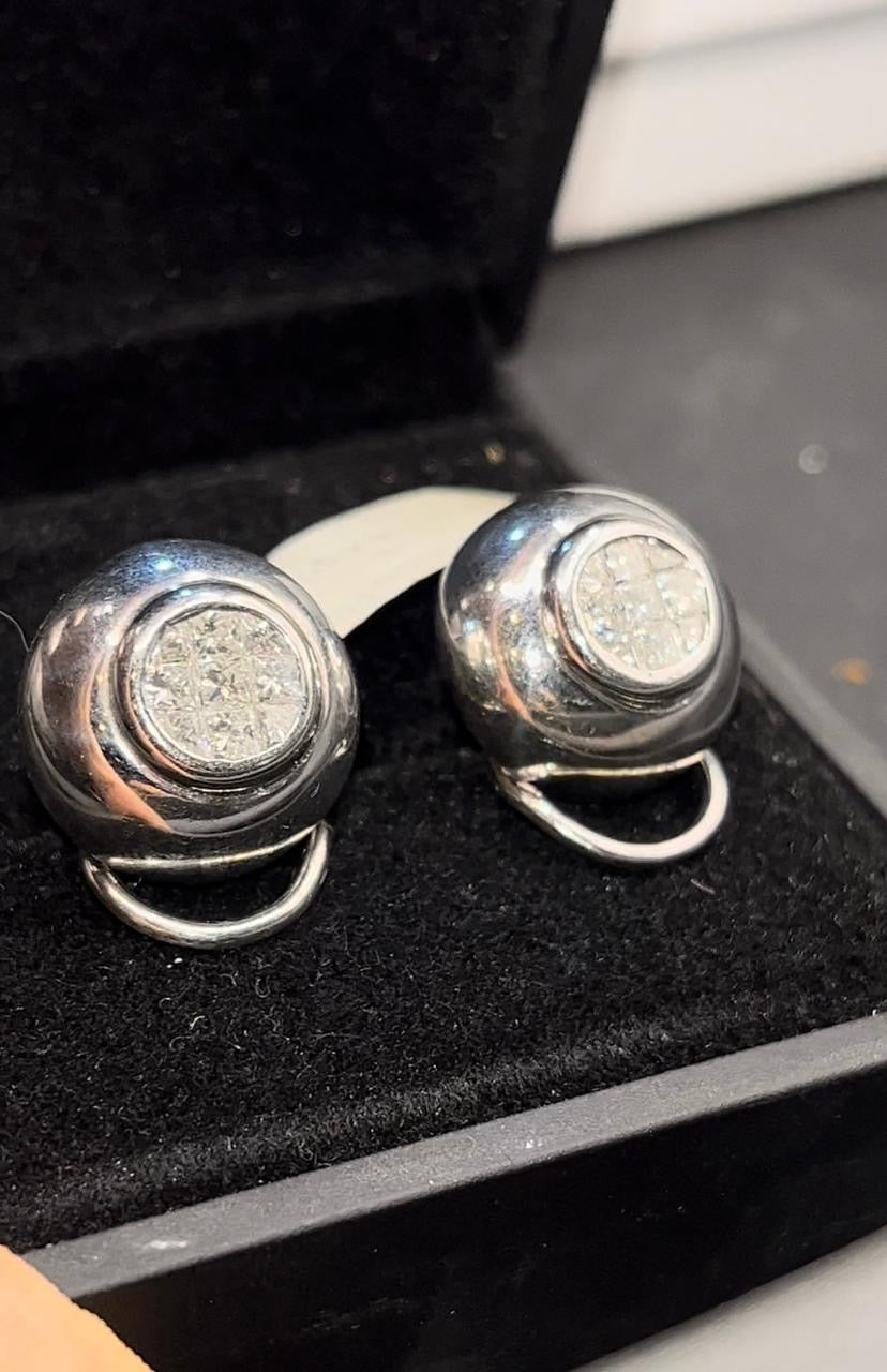 Aretes oro blanco diamantes princess