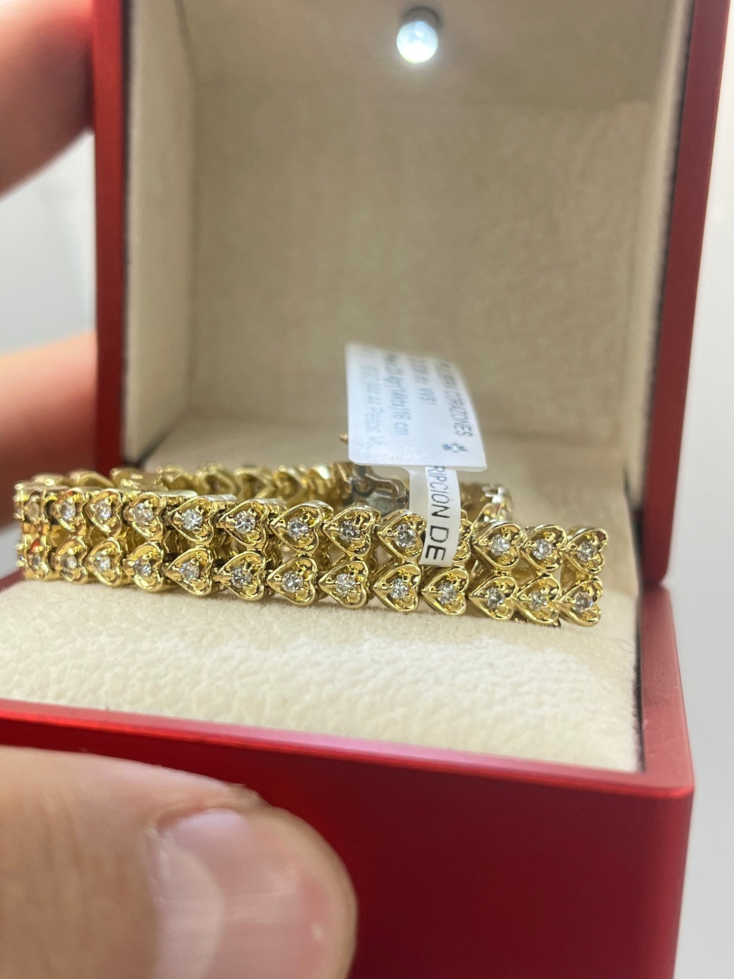 Pulsera corazones oro 14kts