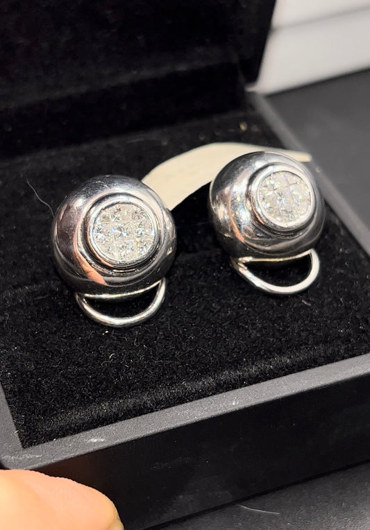 Aretes oro blanco diamantes princess