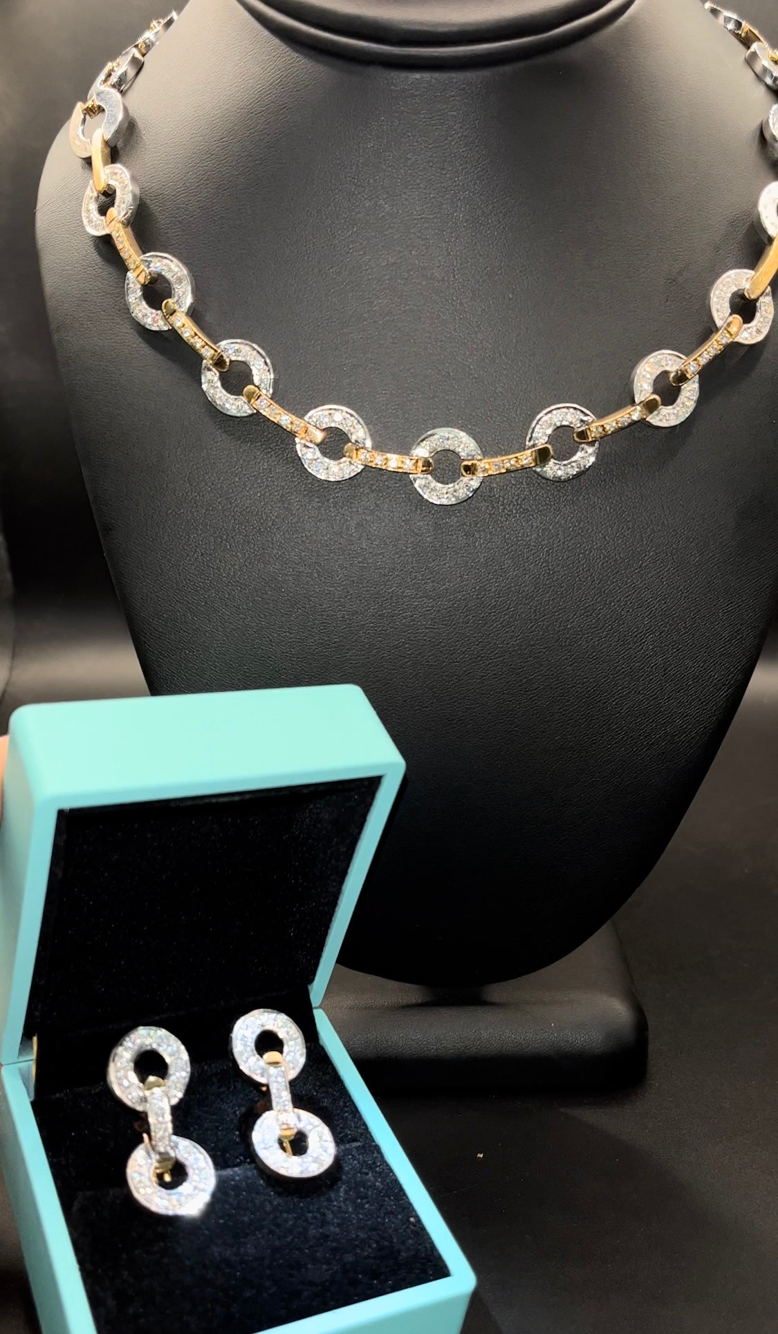 Cadena diamantes conjunto aretes