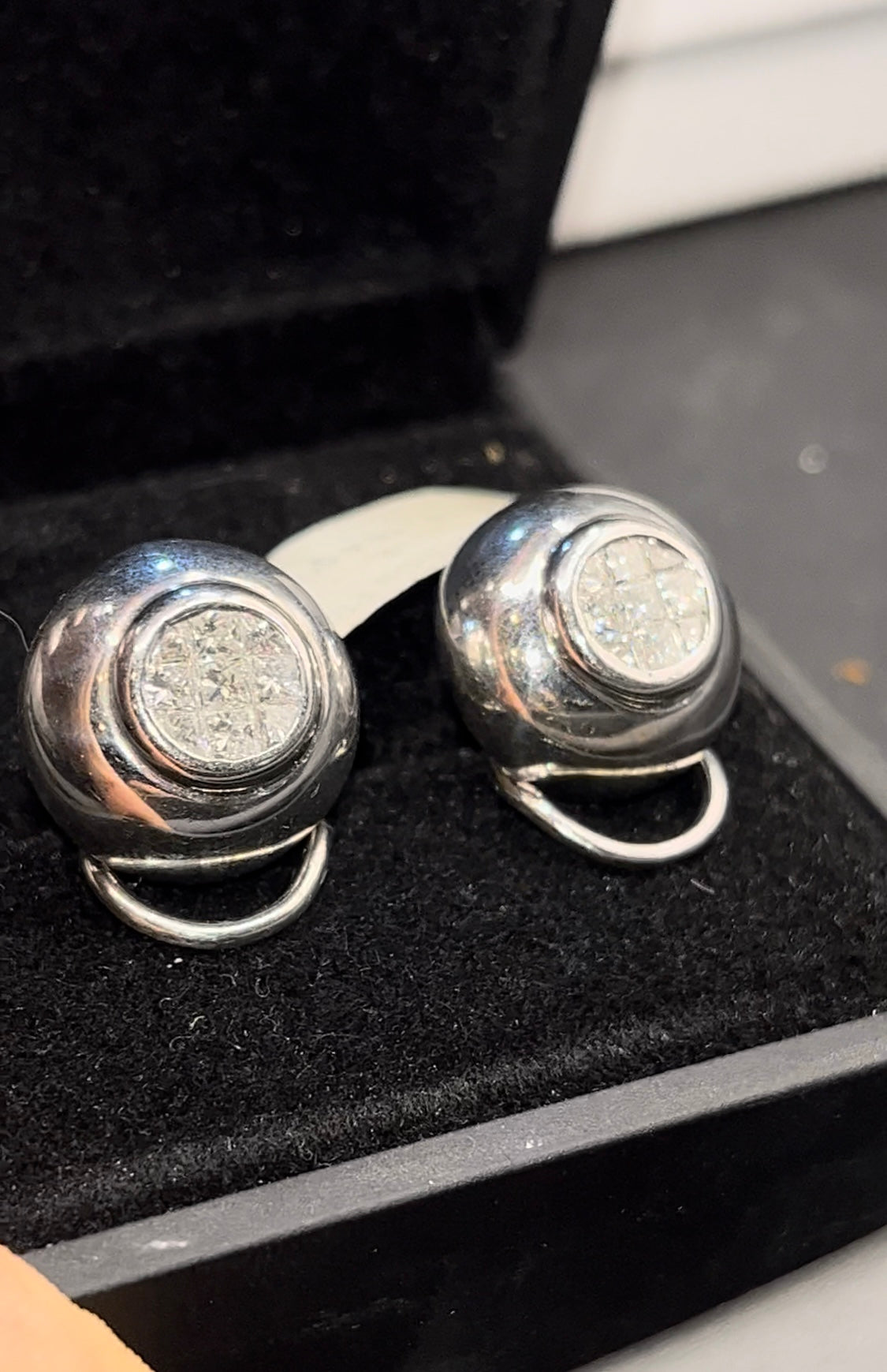 Aretes oro blanco diamantes princess
