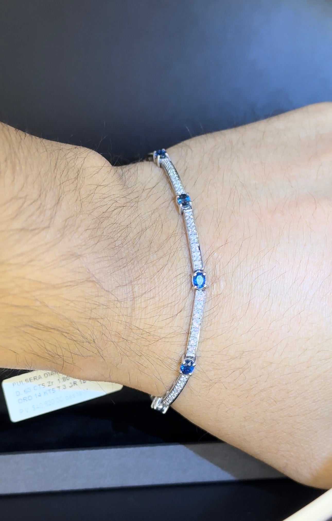 Pulsera diamantes y zafiros oro blanco