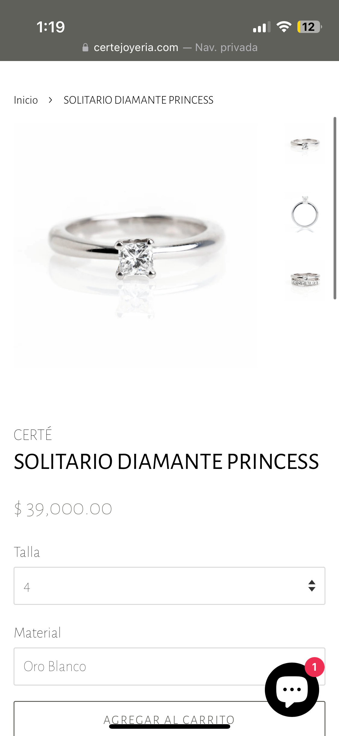 Anillo princess .30 cts