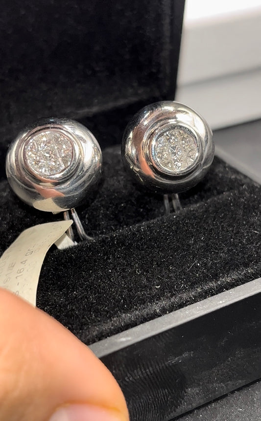 Aretes oro blanco diamantes princess
