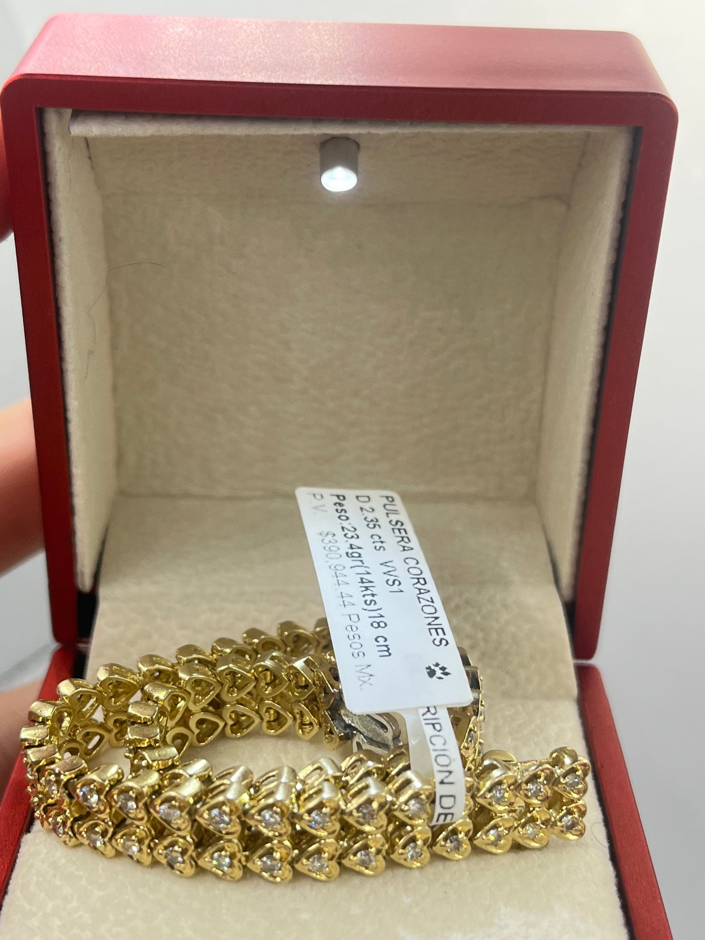 Pulsera corazones oro 14kts