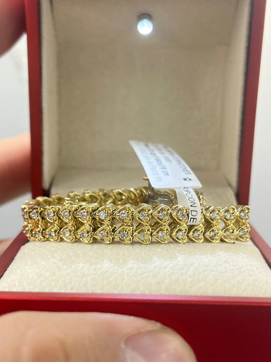 Pulsera corazones oro 14kts