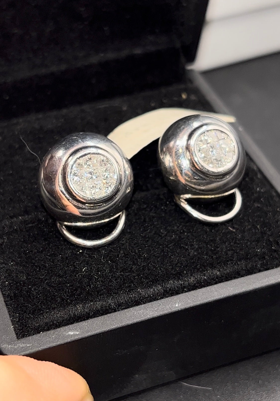 Aretes oro blanco diamantes princess