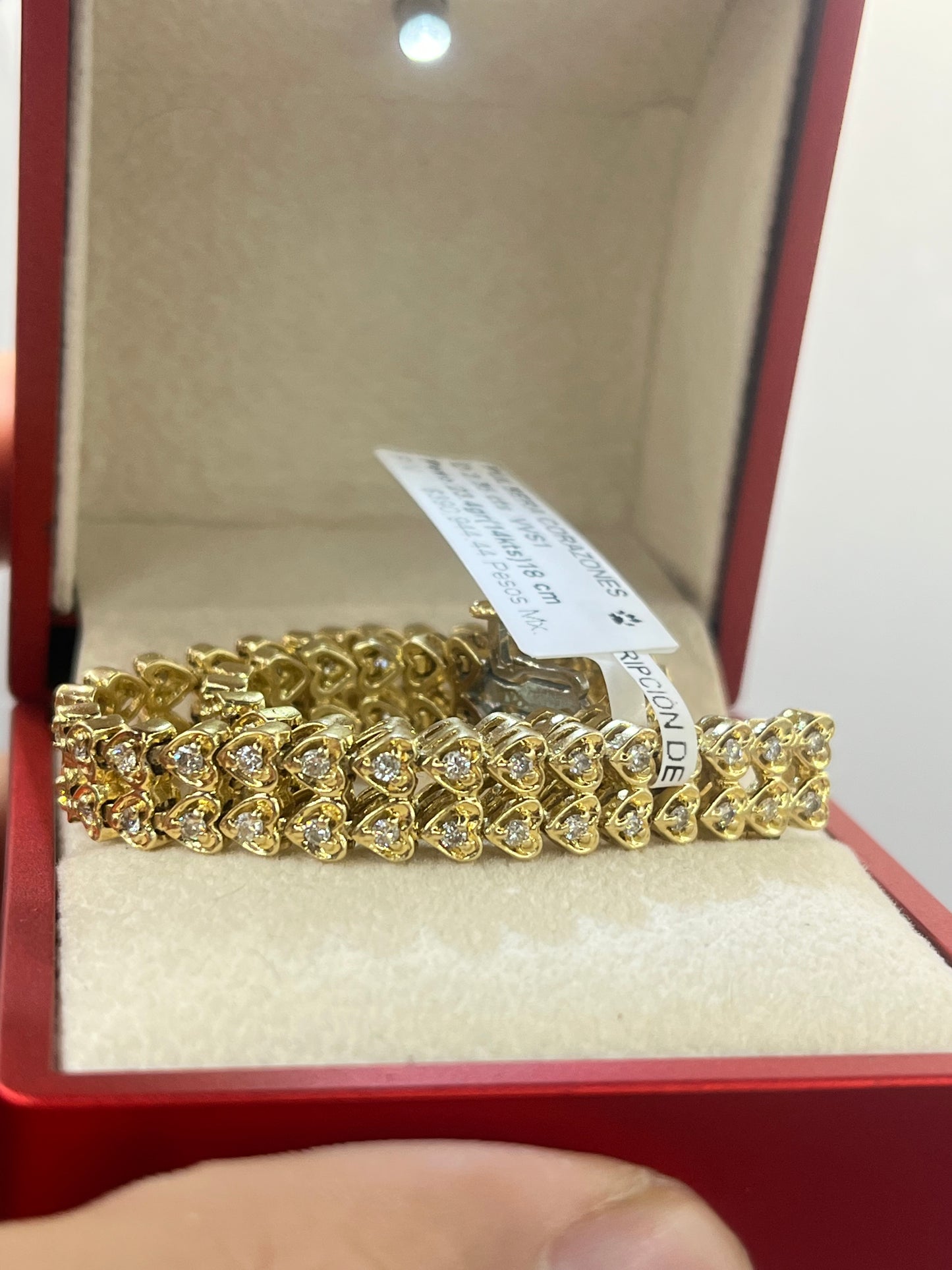Pulsera corazones oro 14kts