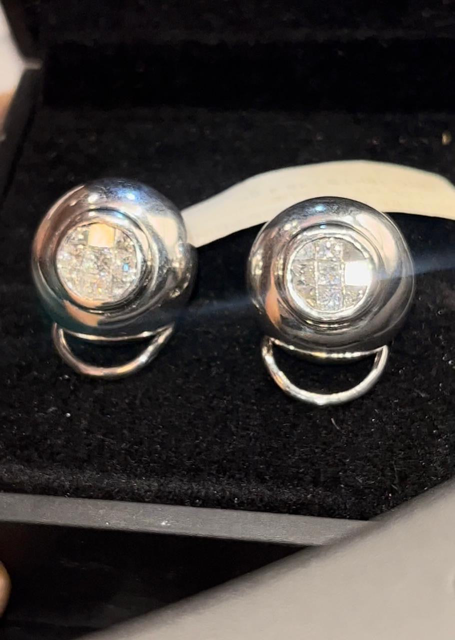 Aretes oro blanco diamantes princess