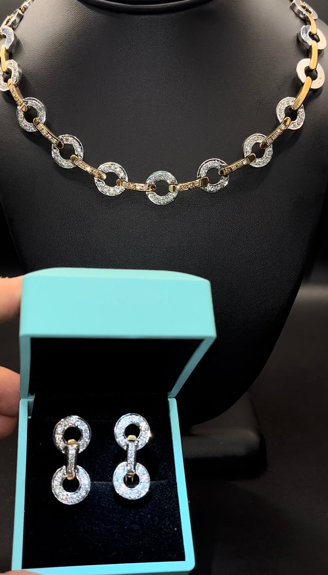 Cadena diamantes conjunto aretes