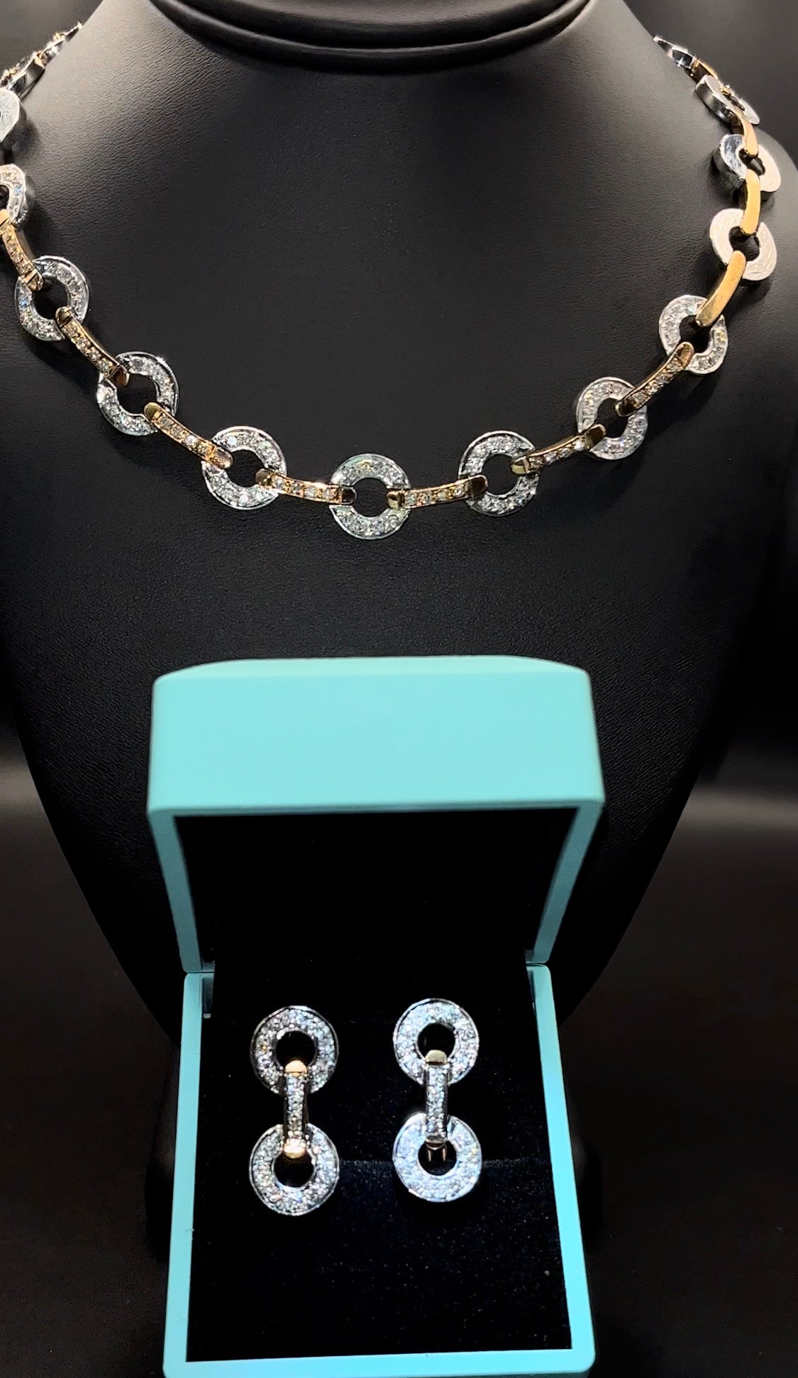 Cadena diamantes conjunto aretes