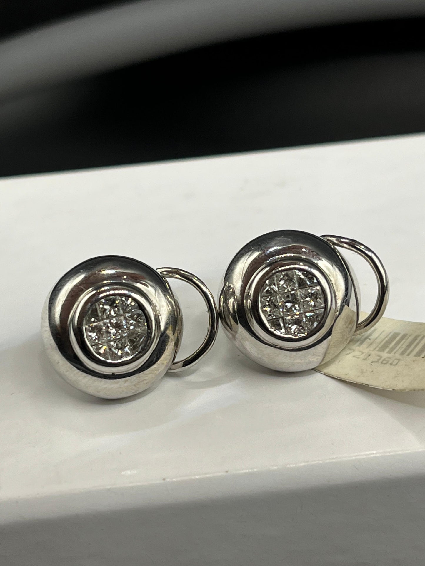 Aretes oro blanco diamantes princess